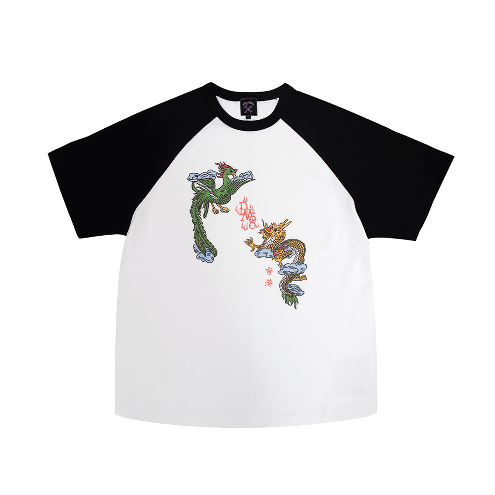 Happy Pair Raglan Tee White & Black