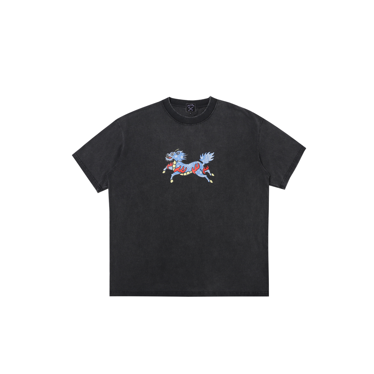 Running Kirin Tee Washed Black (Blue Paisley)