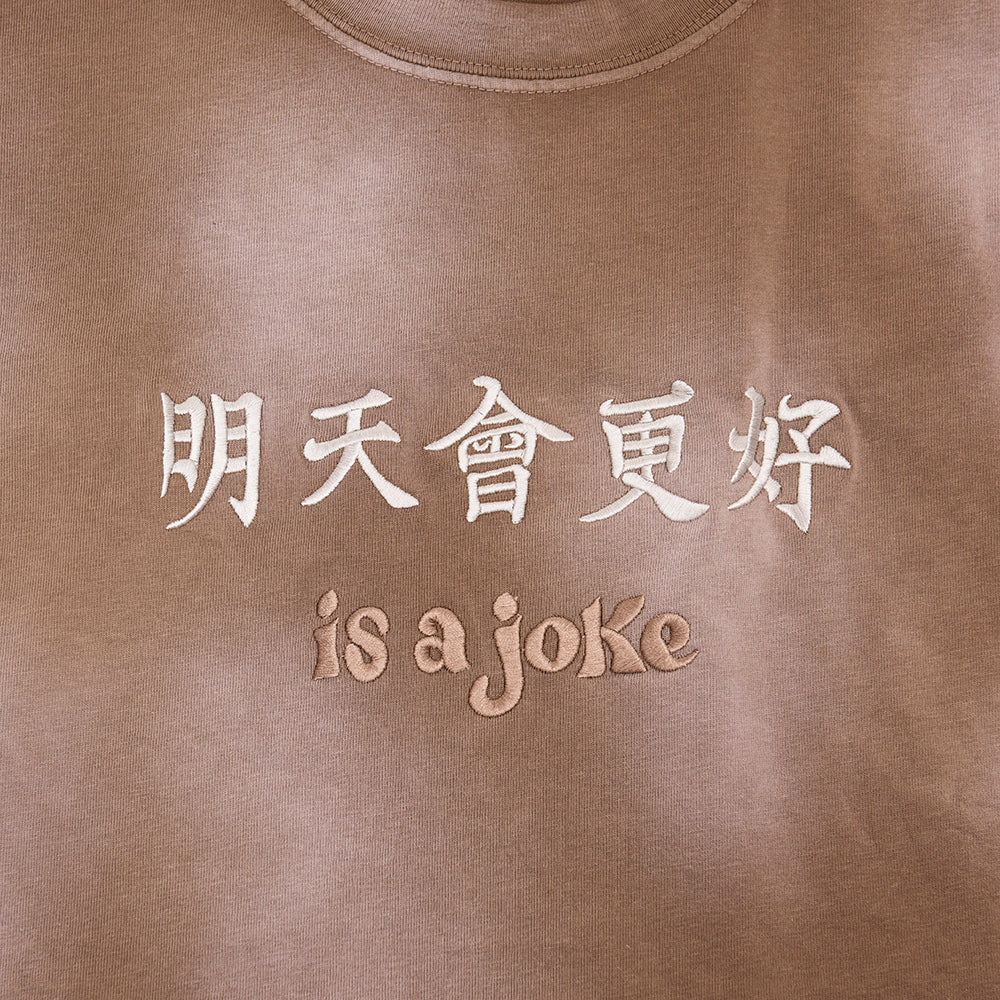 明天會更好 is a joke Tee Washed Brown