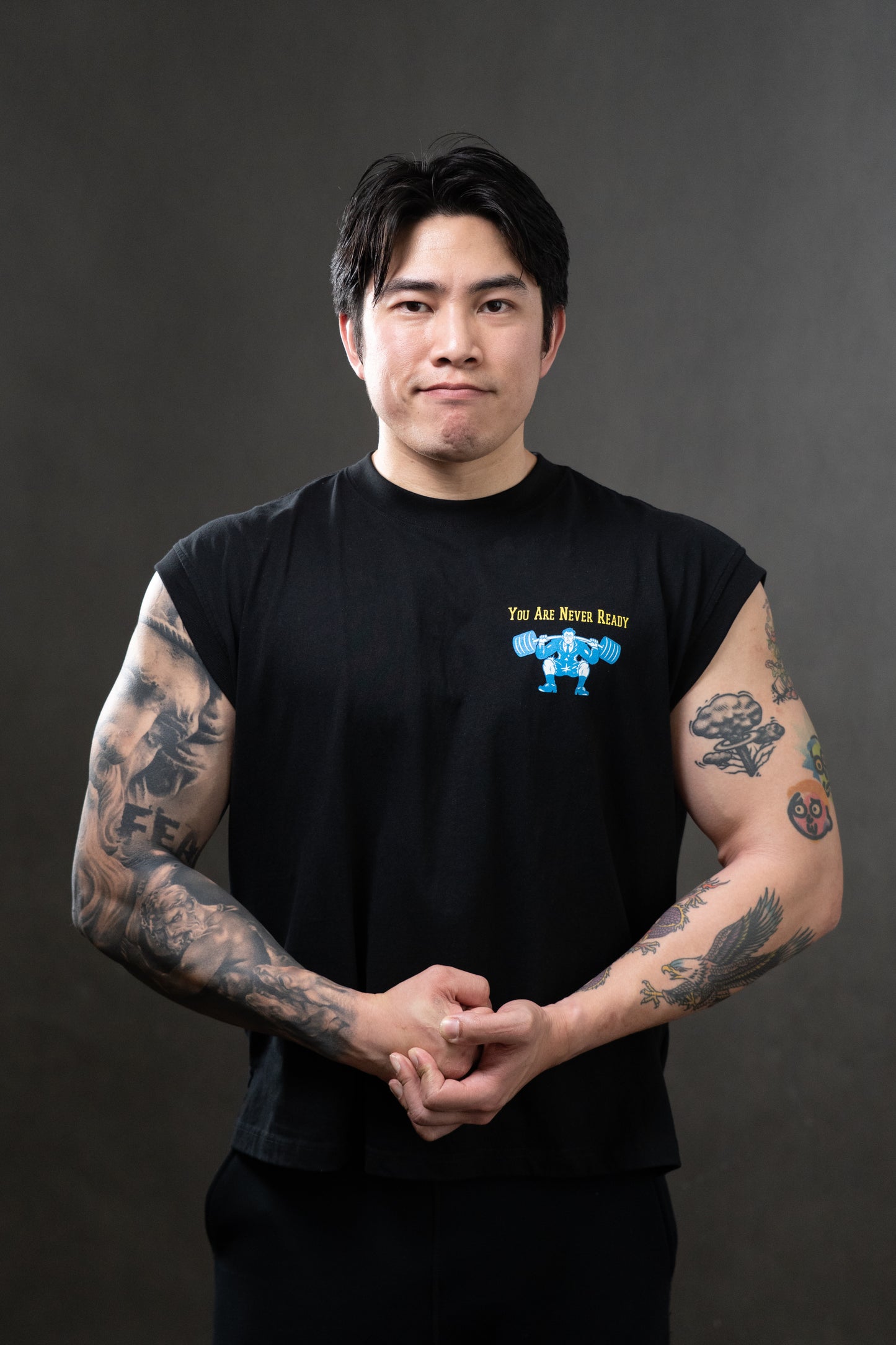 KOFGYM x DM8: Never Ready Training Tank Top Black Front Logo