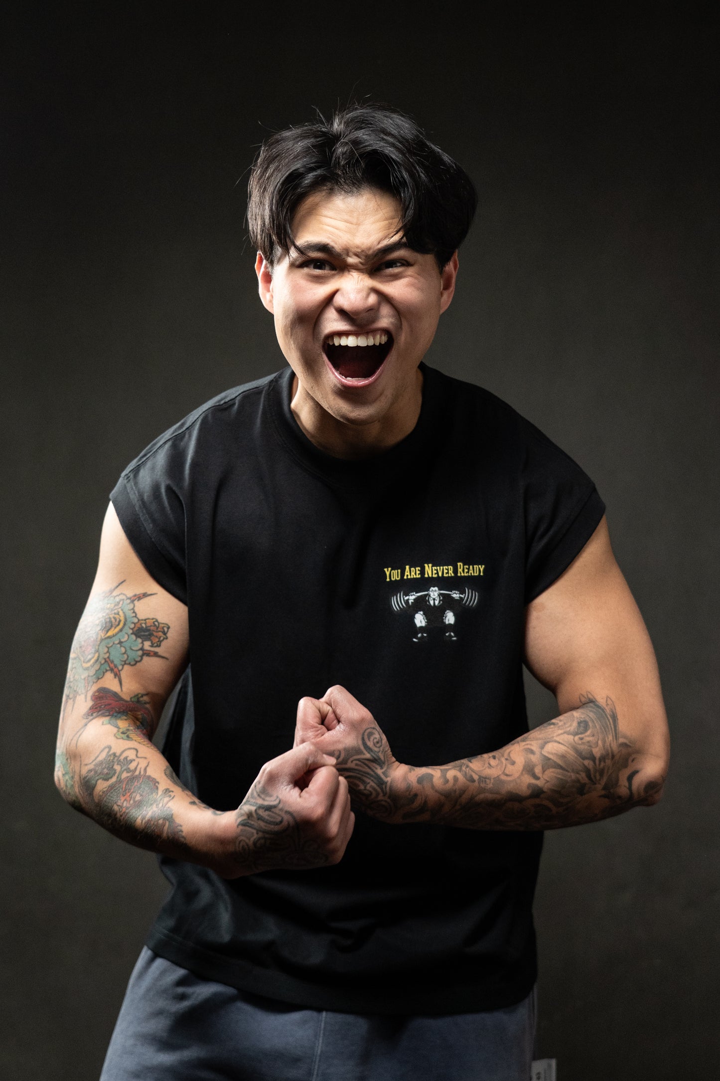 KOFGYM x DM8: Never Ready Training Tank Top Black Front Logo