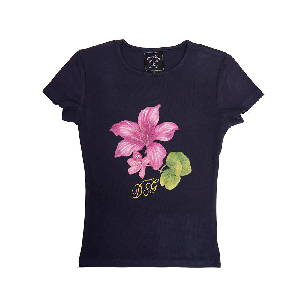 紫荊花 Hong Kong Flower Crewneck Slim-fit Tee Navy