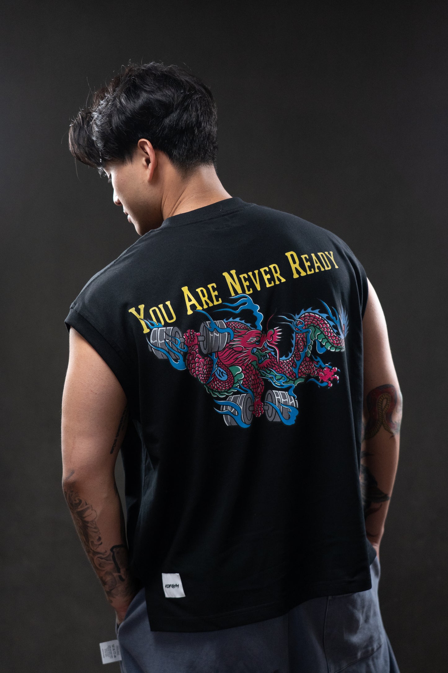 KOFGYM x DM8: Never Ready Training Tank Top Black Front Logo