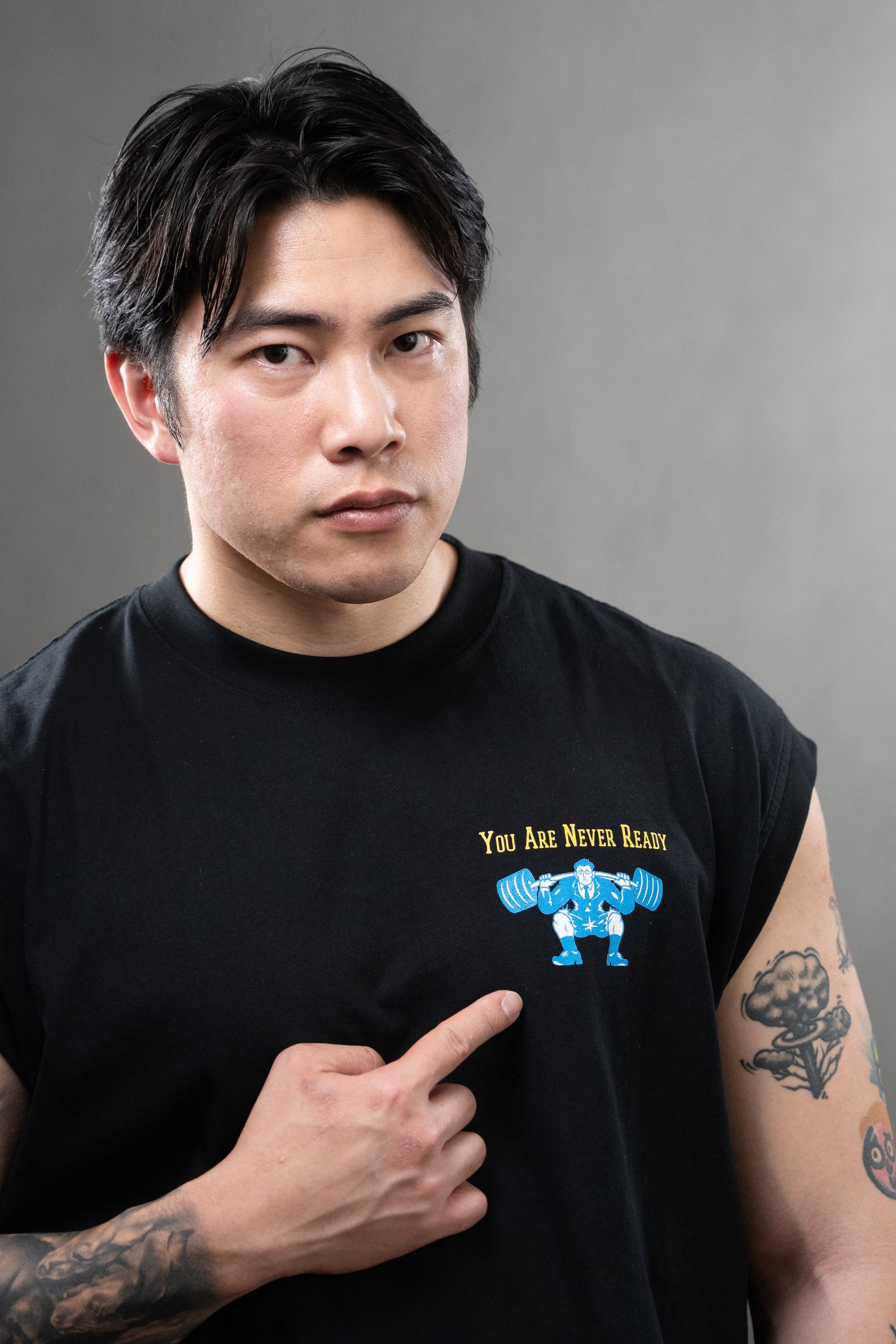 KOFGYM x DM8: Never Ready Training Tank Top Blue Front Logo