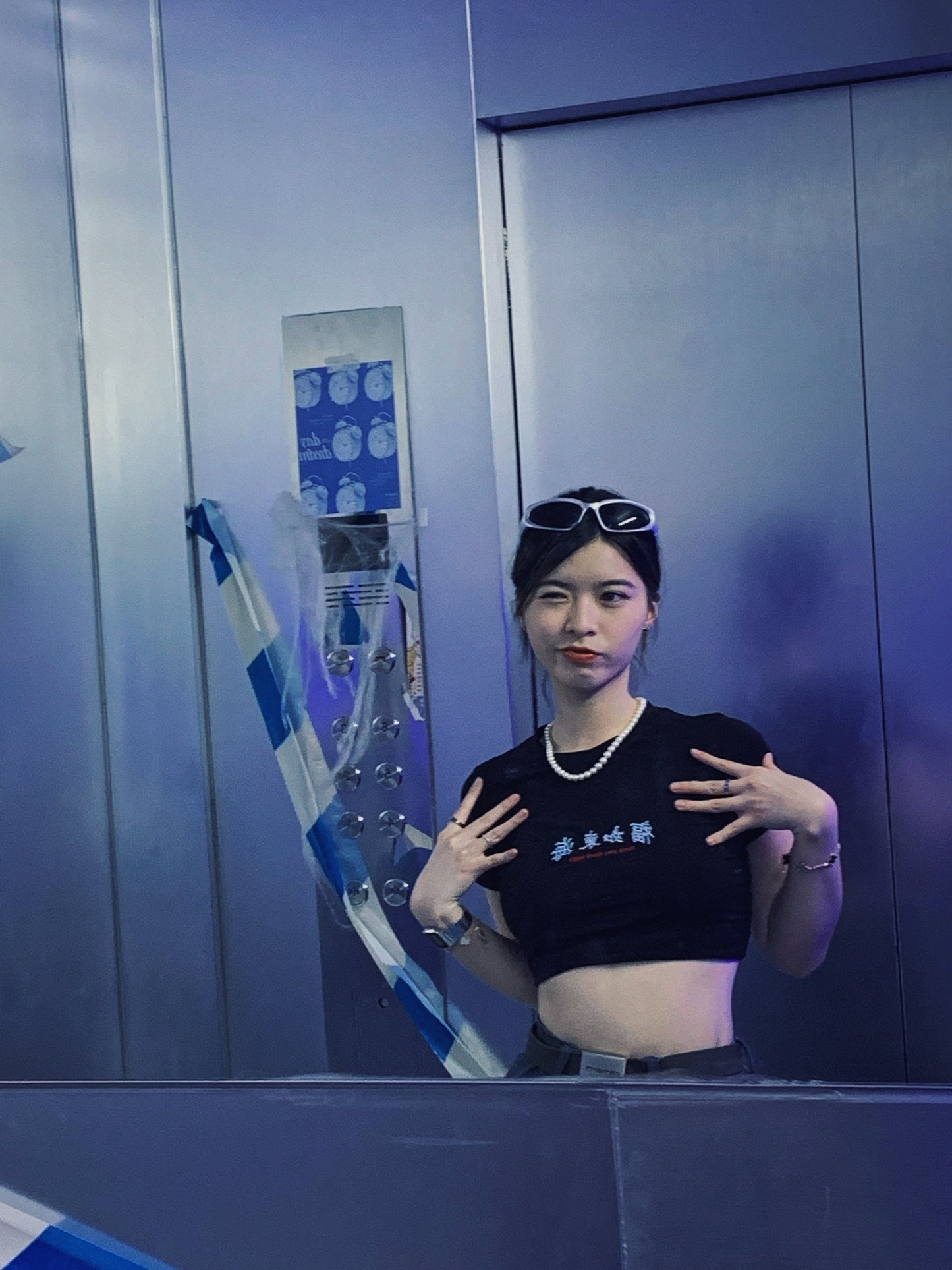 福如東海 Fuck You Dont High Embroidery Baby Tee 純黑色彈性布料