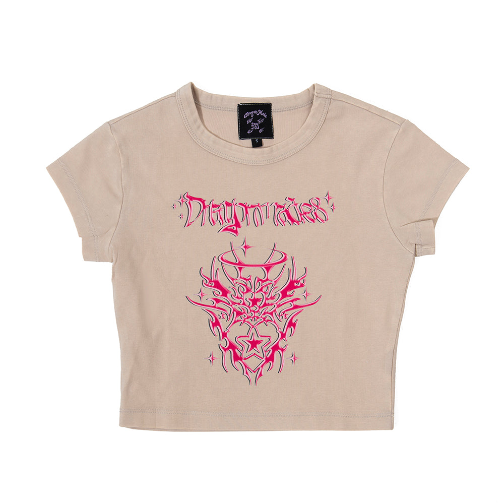 Dragon Heart Baby Tee Washed Khaki