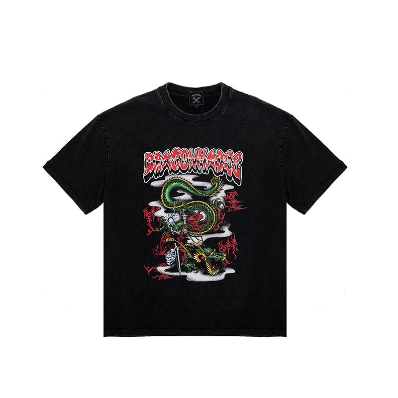 Knight Dragon Tee Washed Black