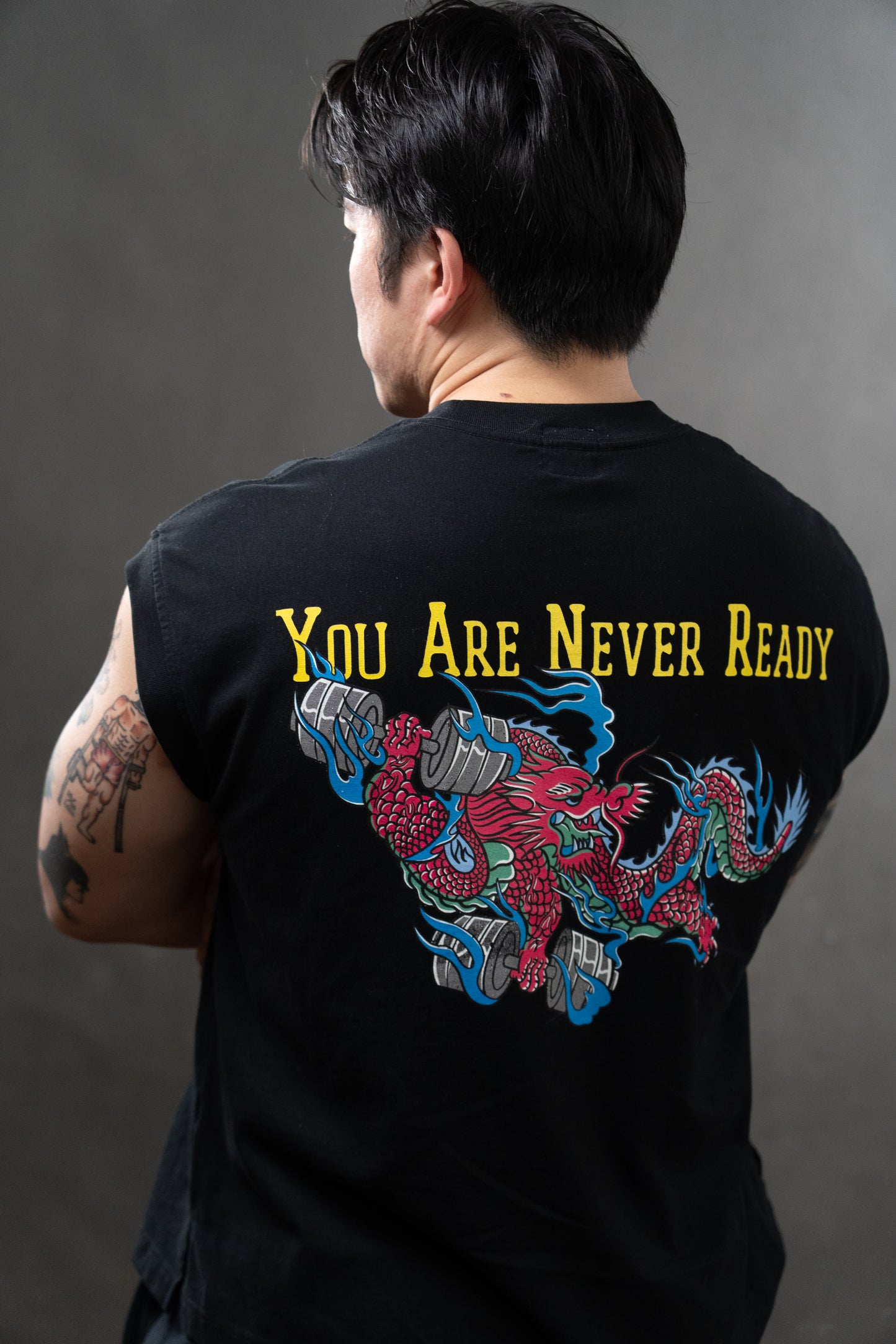 KOFGYM x DM8: Never Ready Training Tank Top Blue Front Logo