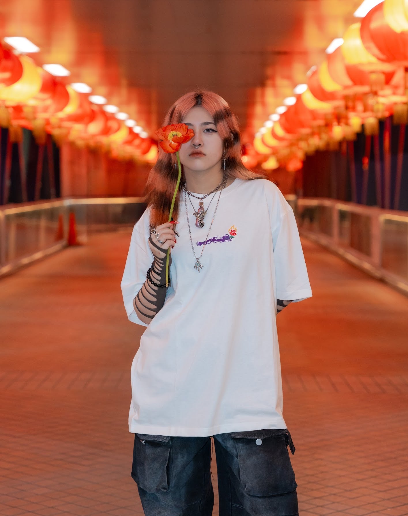 Bloom In Flame x dm8 Tee White