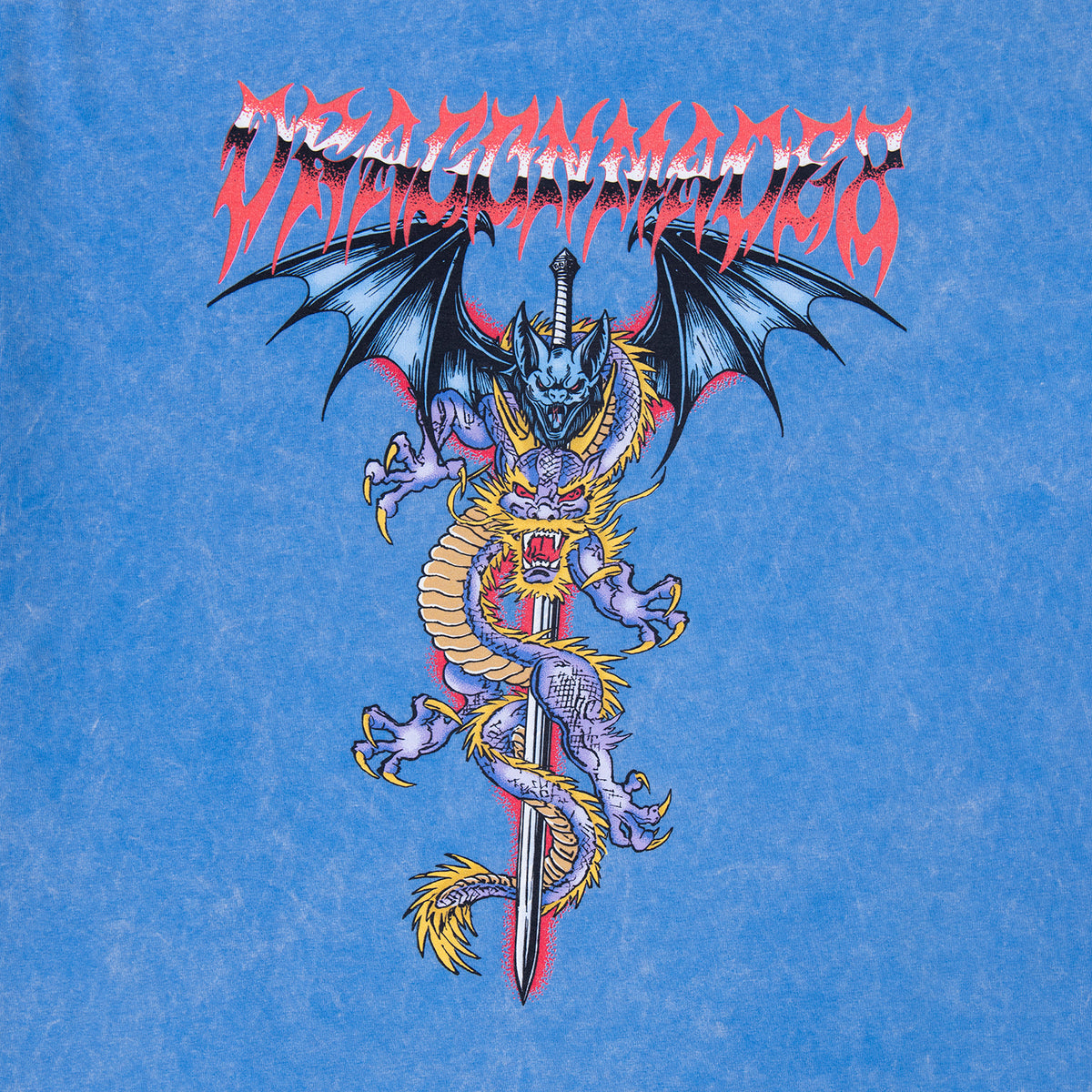 Sword Bat & Dragon Tee Washed Blue