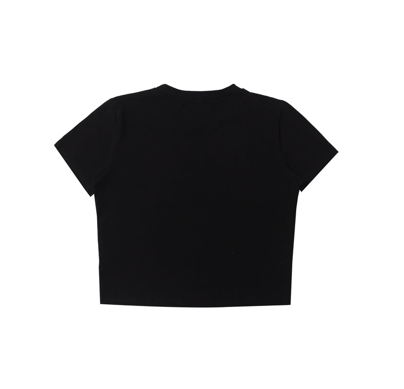 福如東海 Fuck You Dont High Embroidery Baby Tee 純黑色彈性布料