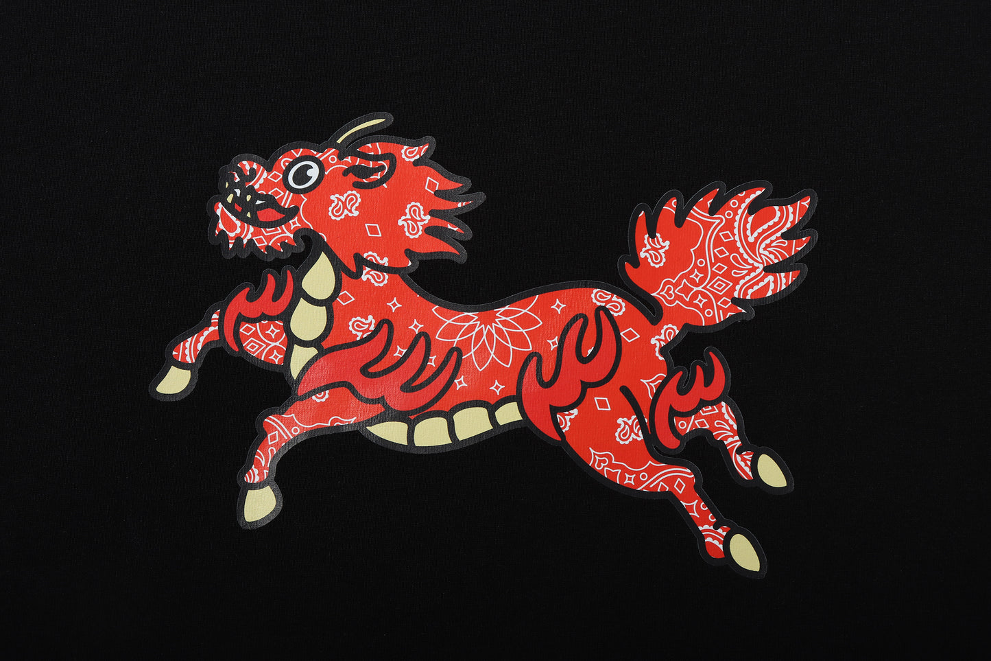 Running Kirin Tee Black (Red Paisley)