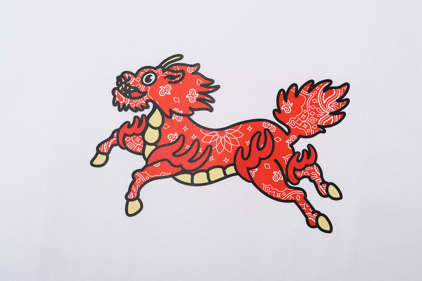 Running Kirin Tee White (Red Paisley)
