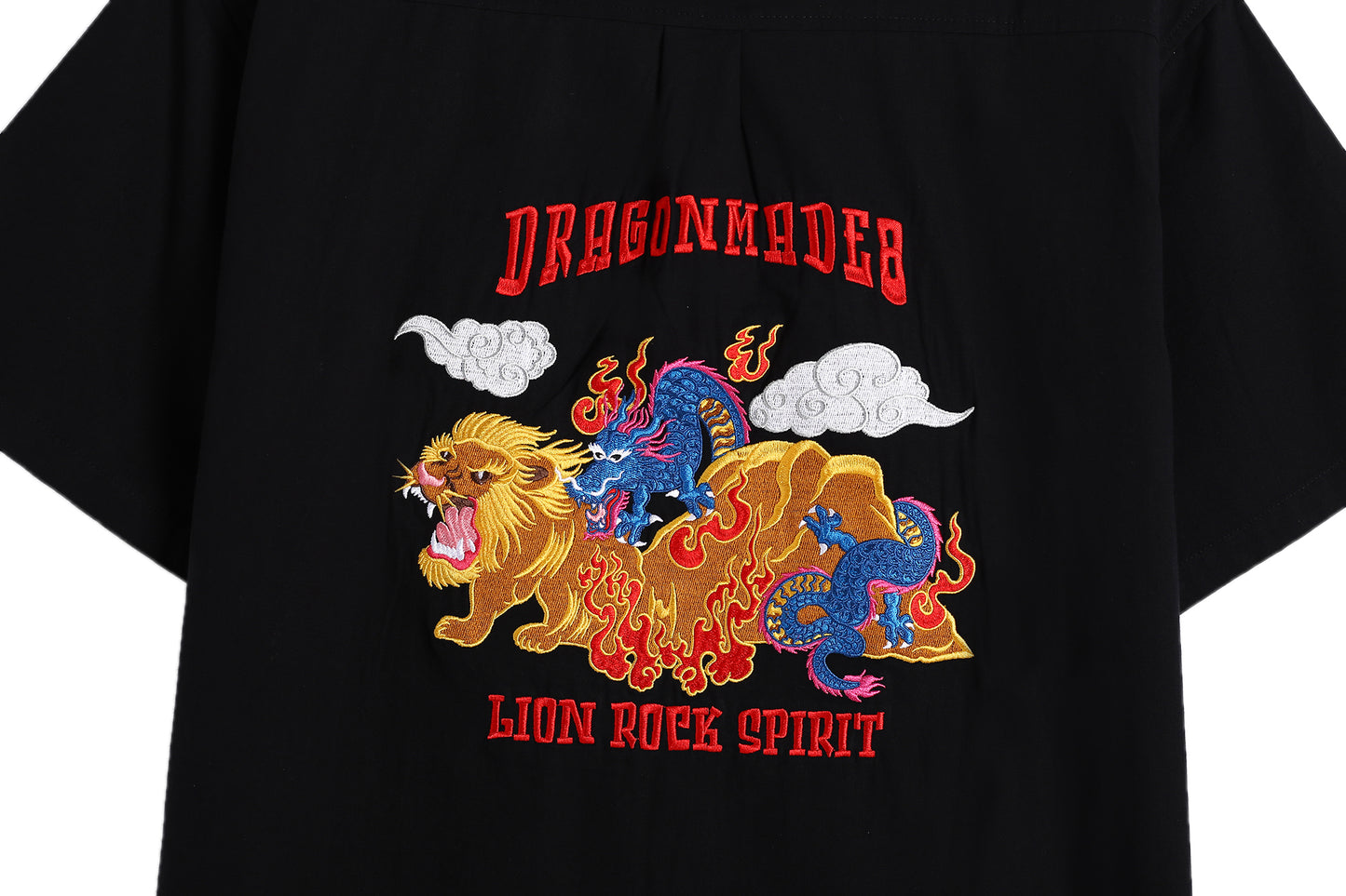 獅子山龍發精神Lion Rock Spirit Embroidery Shirt 鴉黑