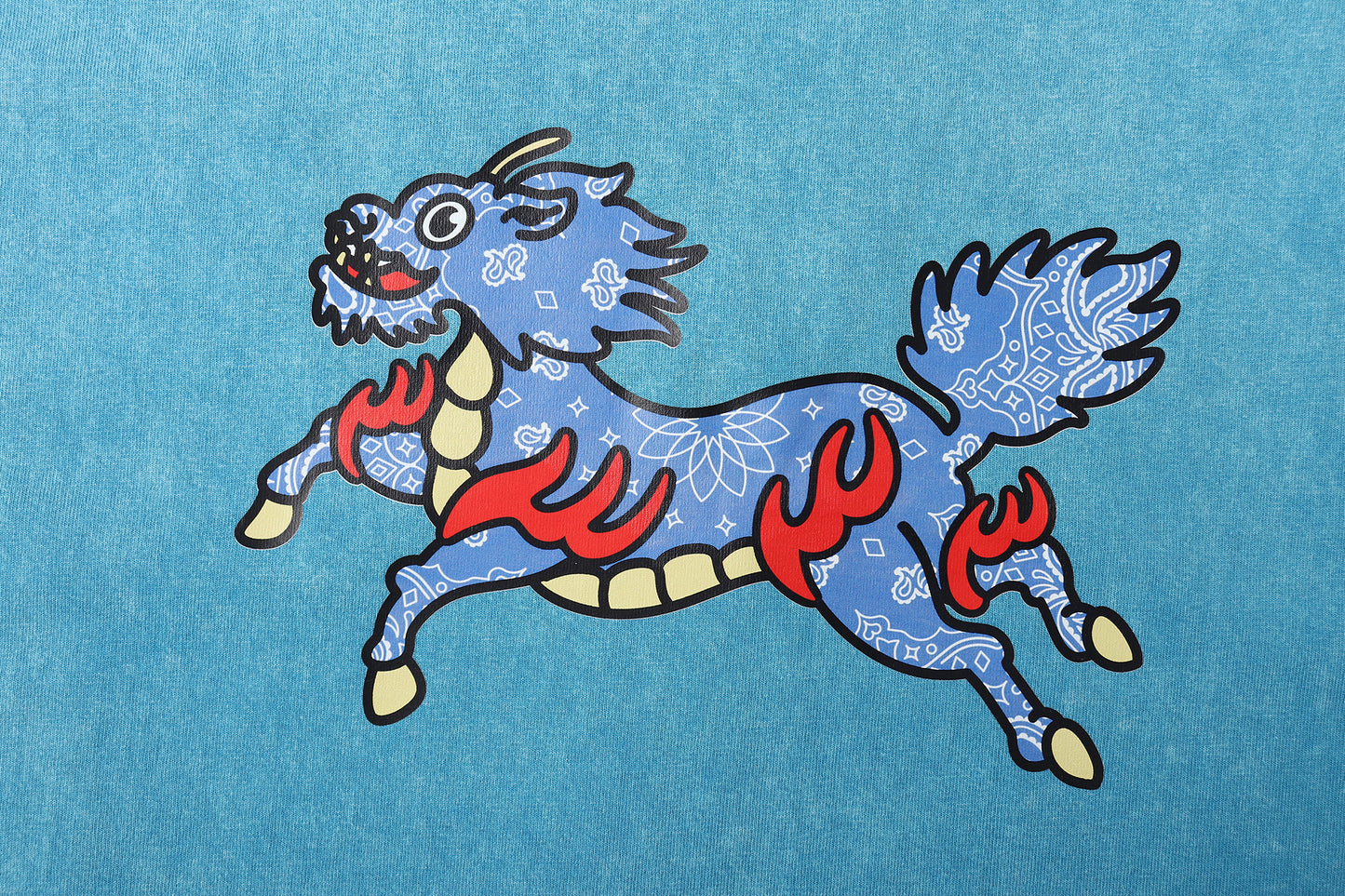 Running Kirin Tee Washed Blue (Blue Paisley)
