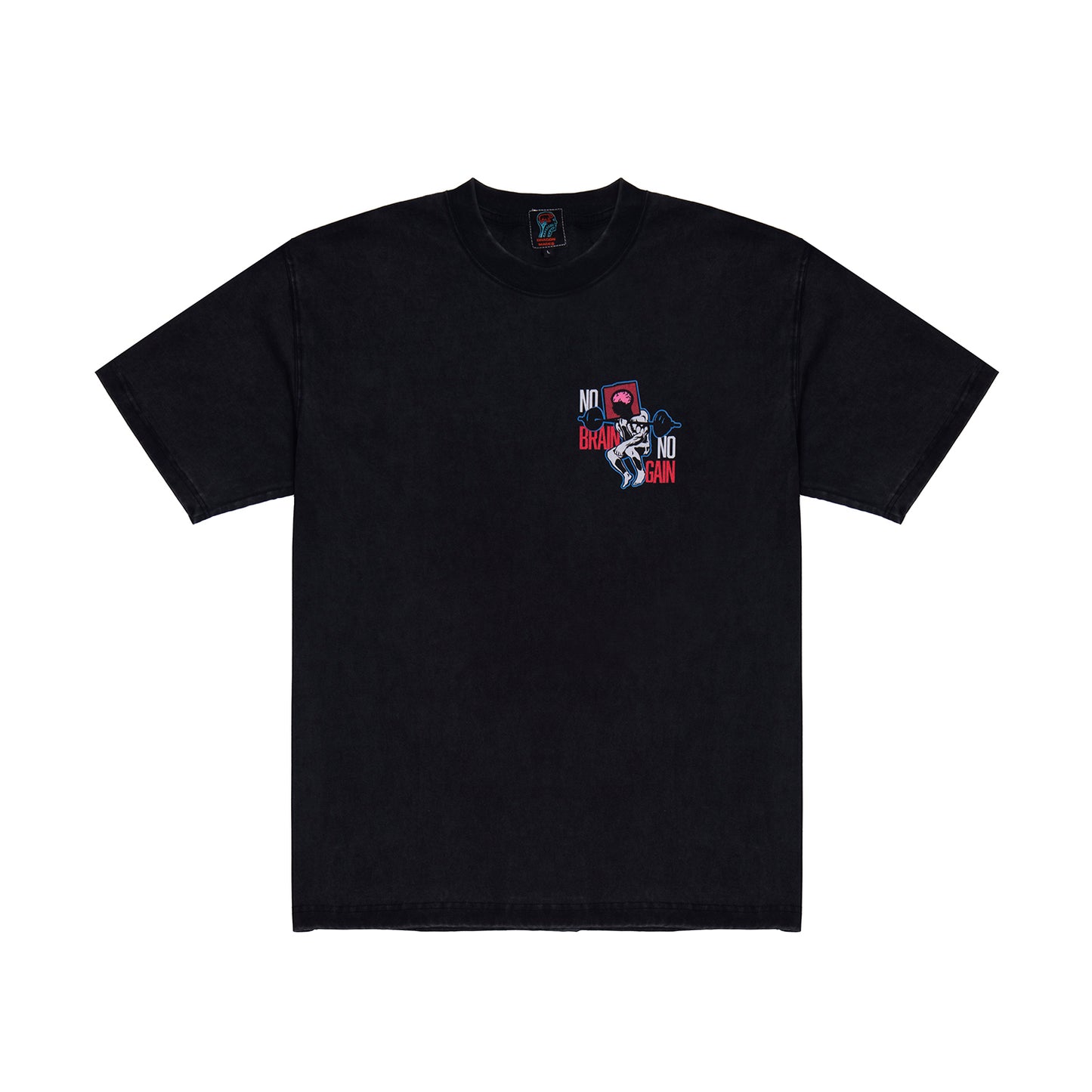 KOFGYM x DM8 : No Brain No Gain Print Tee (洗水Washed Black) Thinking Ver.