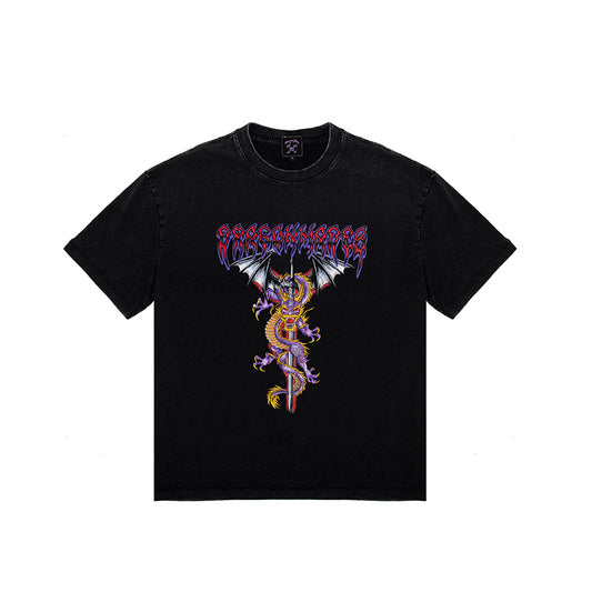 Sword Dragon Tee Washed Black