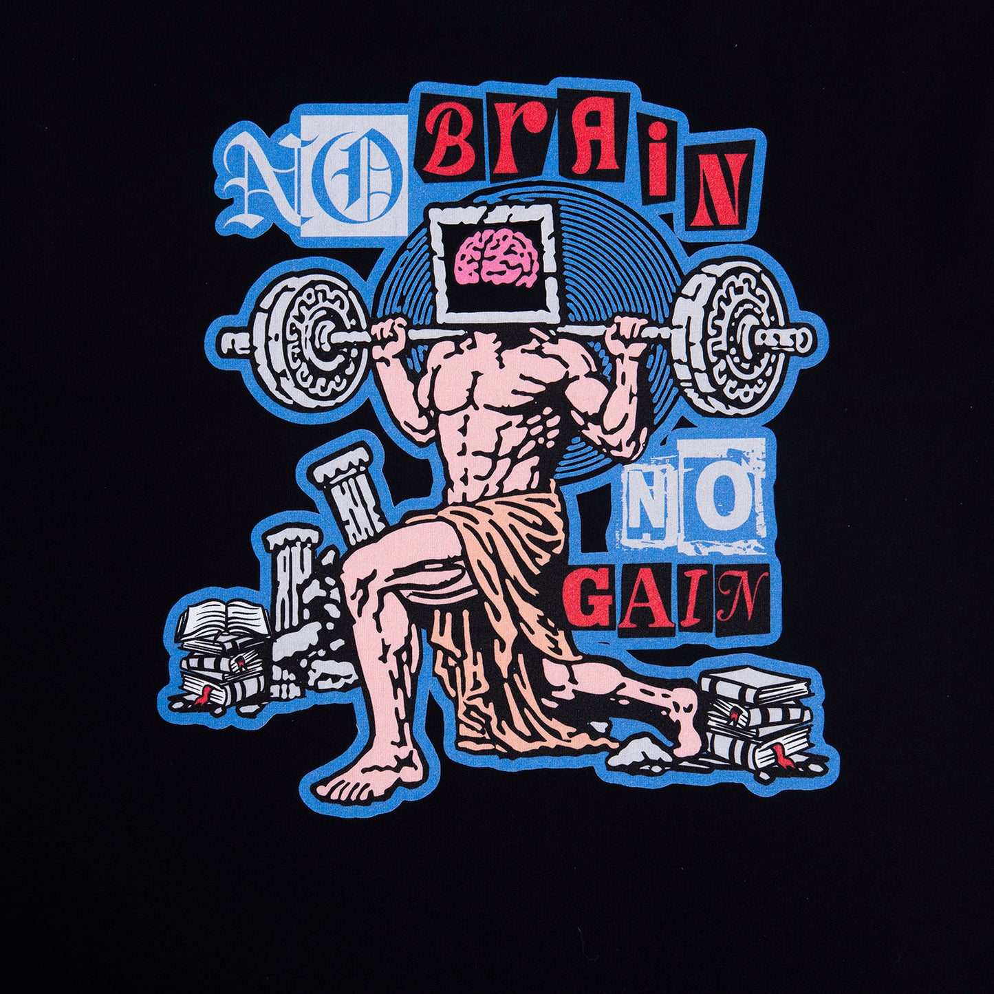 KOFGYM x DM8 : No Brain No Gain Print Tee (Black) Thinking Ver.