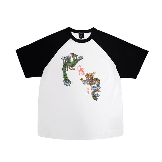 Happy Pair Raglan Tee White & Black