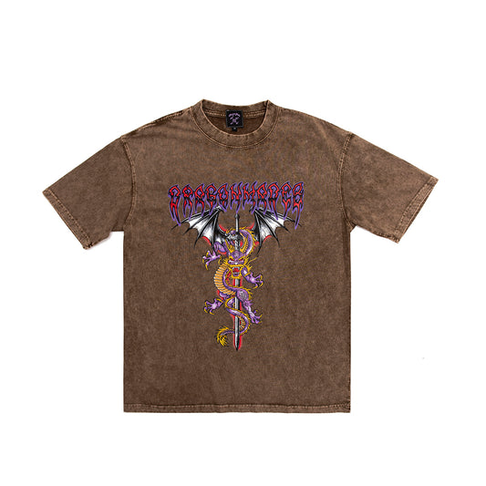 Sword Dragon Tee Washed Brown