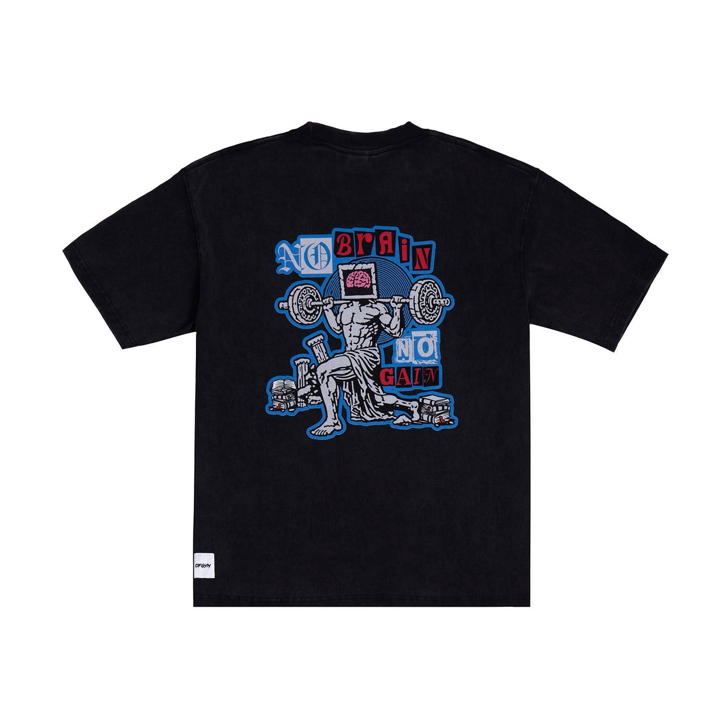 KOFGYM x DM8 : No Brain No Gain Print Tee (洗水Washed Black) Thinking Ver.