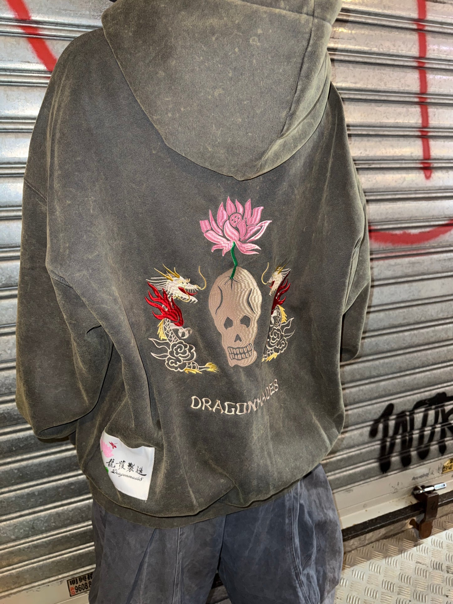 Lotus Zip Up Hoodie Washed Ash