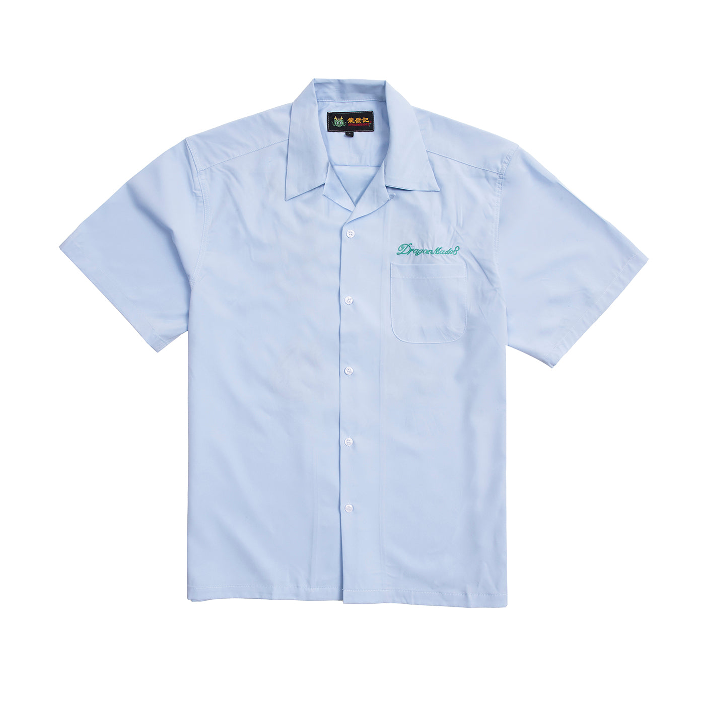 Skull Dragon Embroidery Shirt Blue