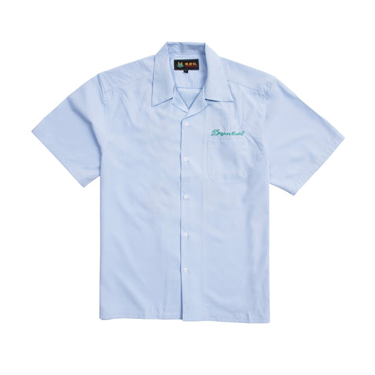 Skull Dragon Embroidery Shirt Blue
