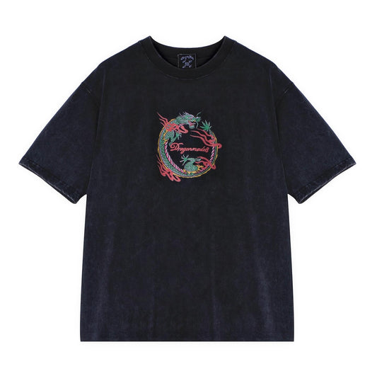 Round Logo Tee Washed Black