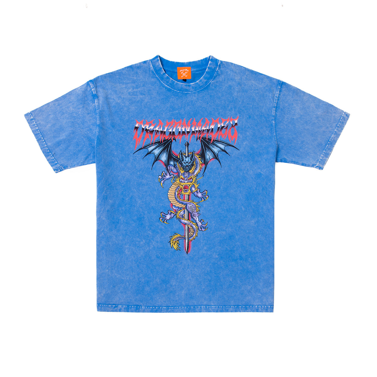 Sword Bat & Dragon Tee Washed Blue
