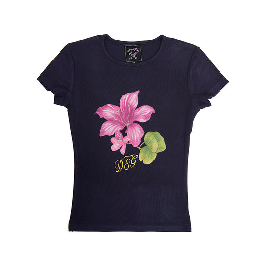 紫荊花 Hong Kong Flower Crewneck Slim-fit Tee Navy