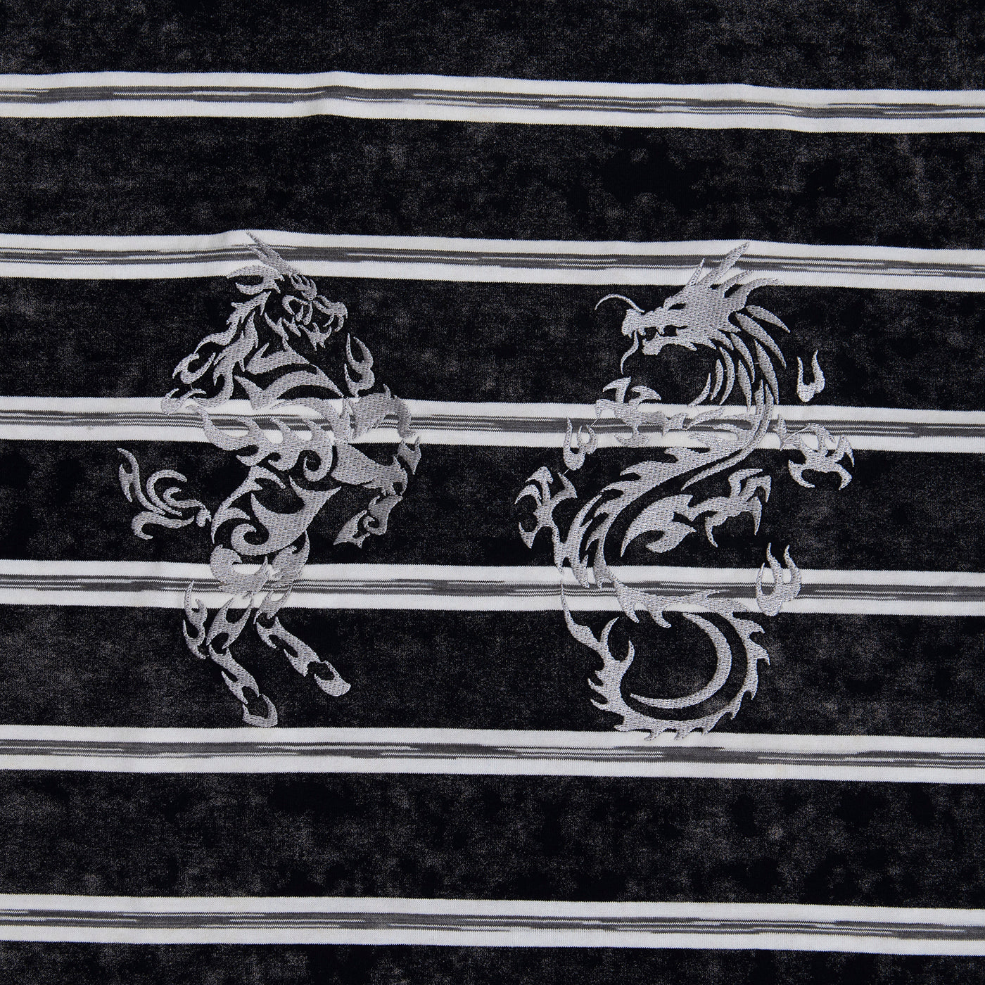 Tribal Dragon & Kirin Embroidery Tee Washed Dark Grey