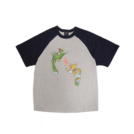 Happy Pair Raglan Tee Grey & Navy