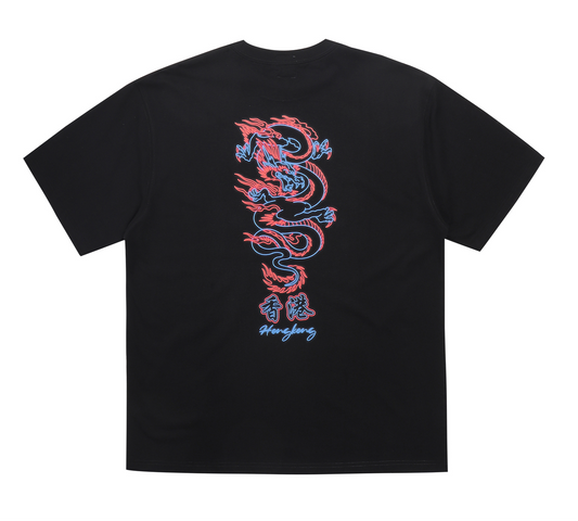 粉色太平 Neon Dragon Tee Black