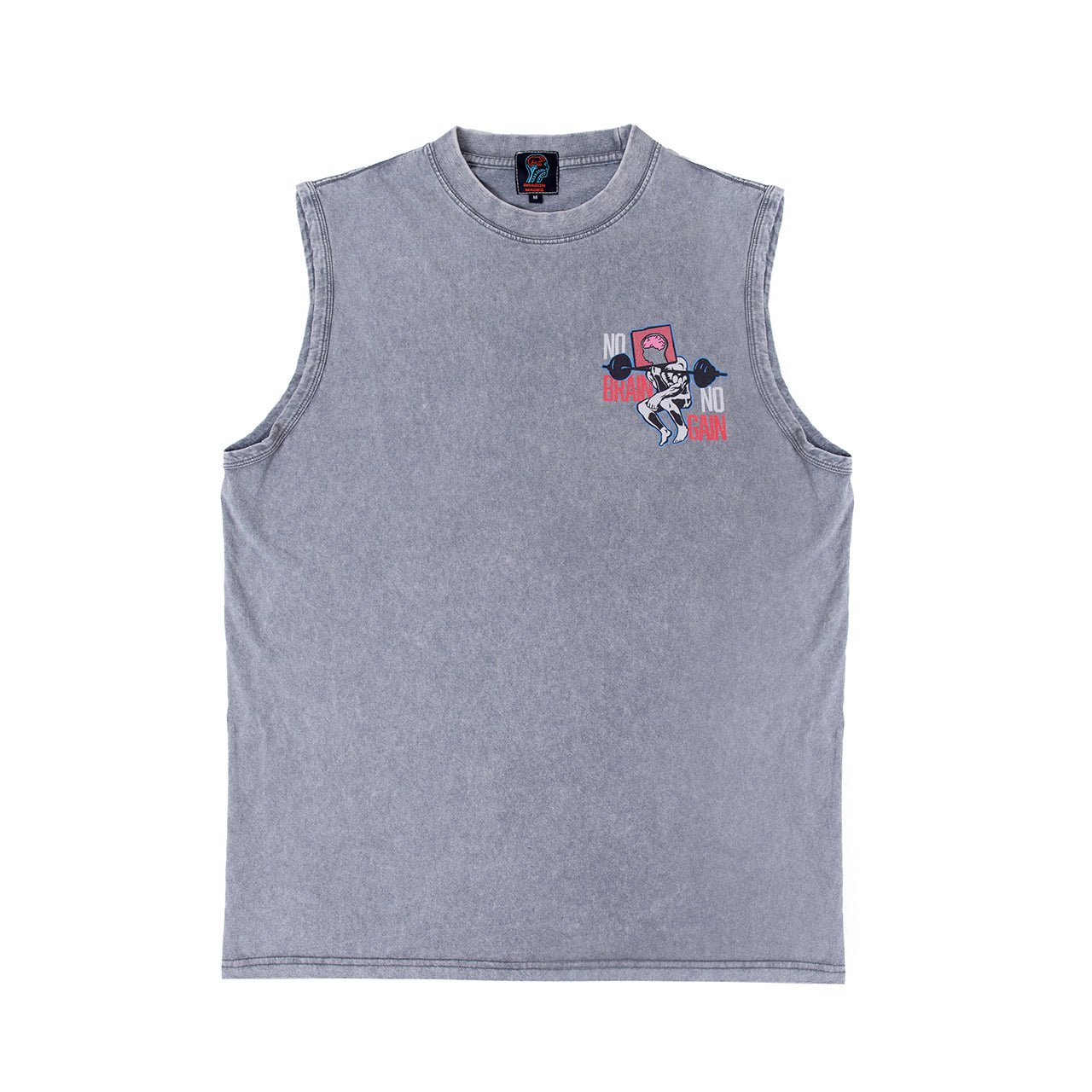 KOFGYM x DM8 : No Brain No Gain Print Tank (洗水Washed Grey) Thinking Ver.