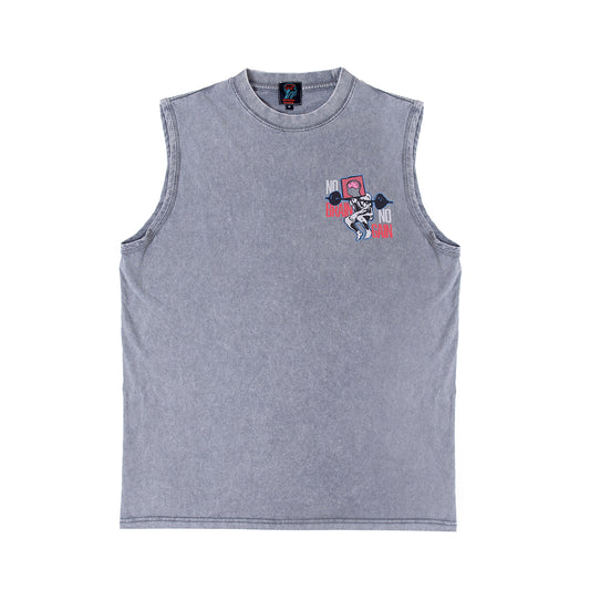 KOFGYM x DM8 : No Brain No Gain Print Tank (洗水Washed Grey) Thinking Ver.