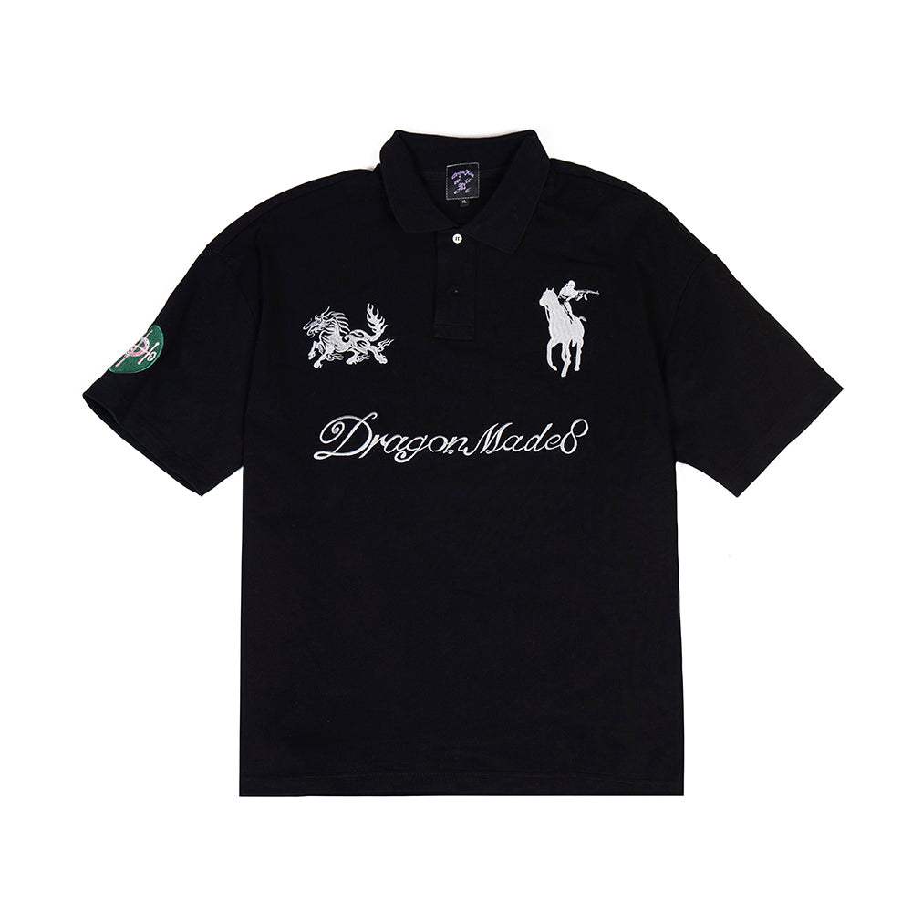 Horse Racing Poloshirt Black