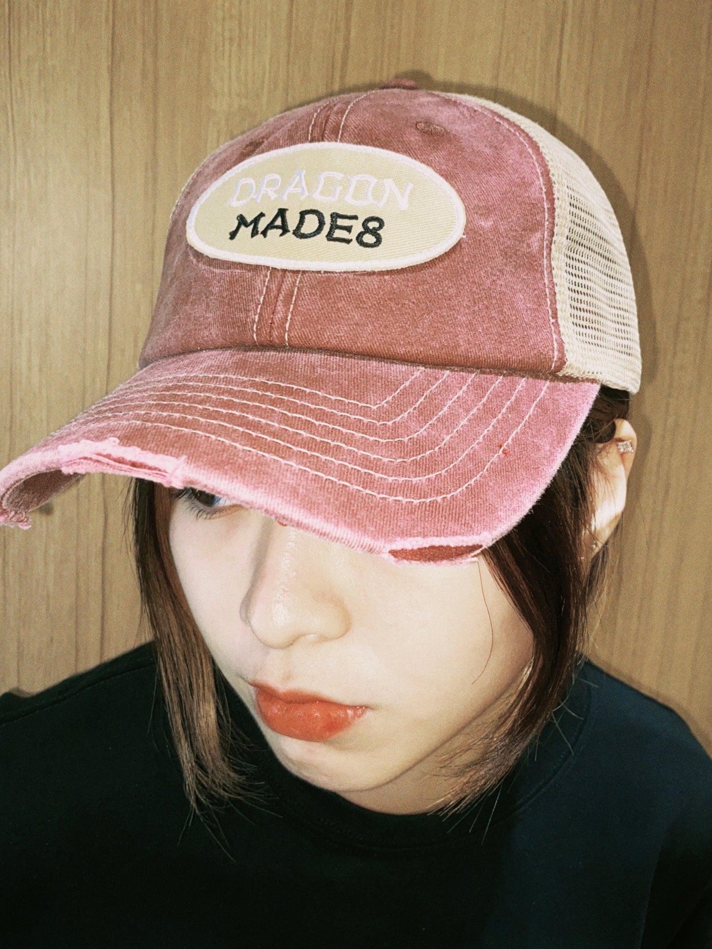 Patch Logo Mesh Cap Washed Red