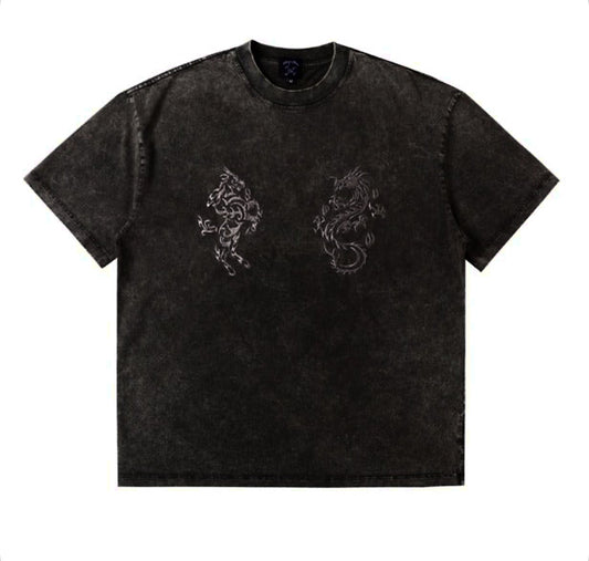 Embroidery Washed Tee Dark Black