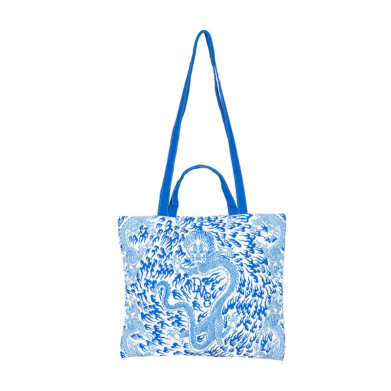 Flame Tote Bag Blue & White