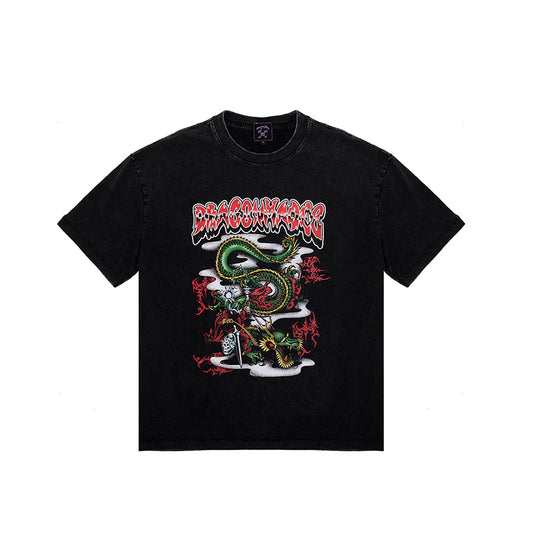 Knight Dragon Tee Washed Black