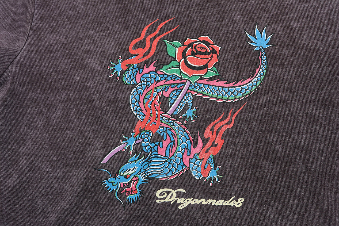 Rose Dragon Baby Tee Washed Purple