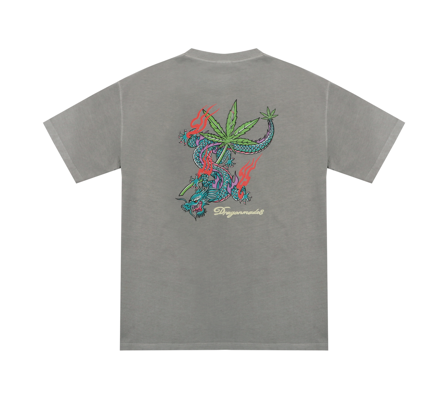 Marijuana Dragon Tee Washed Grey