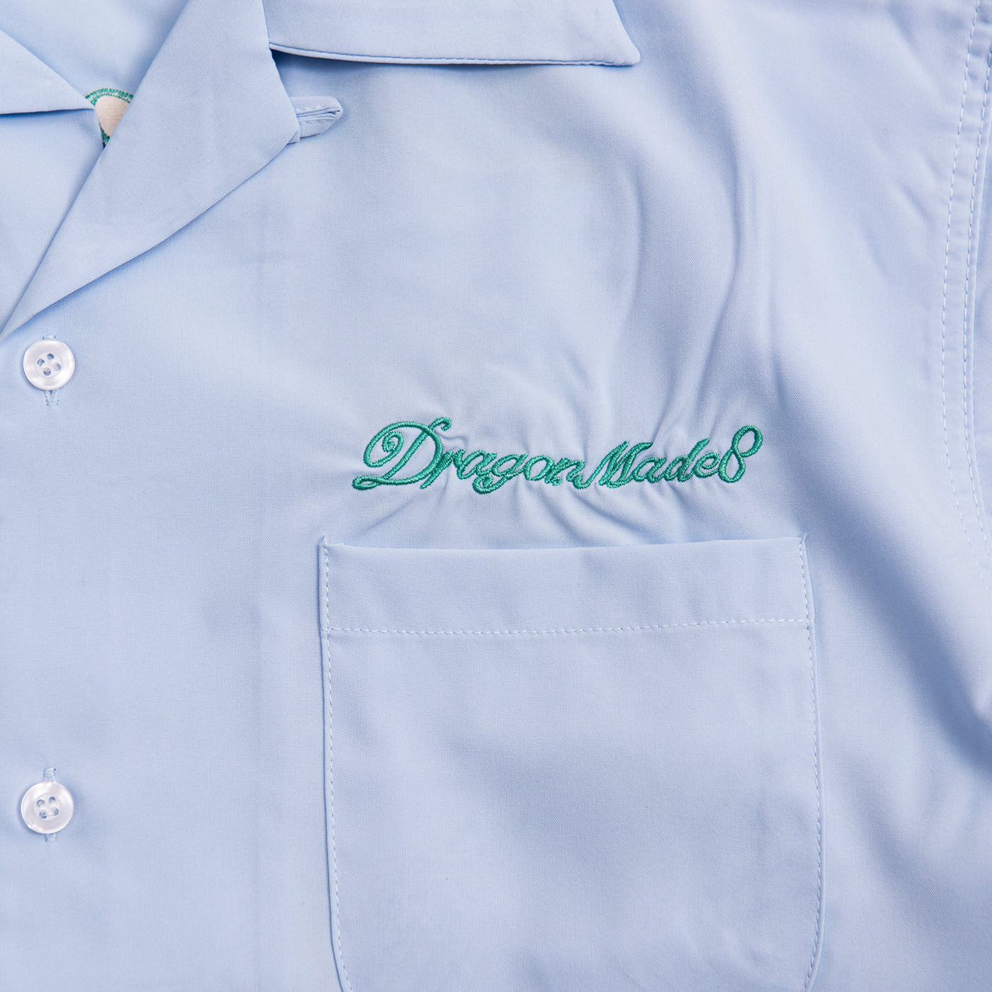 Skull Dragon Embroidery Shirt Blue