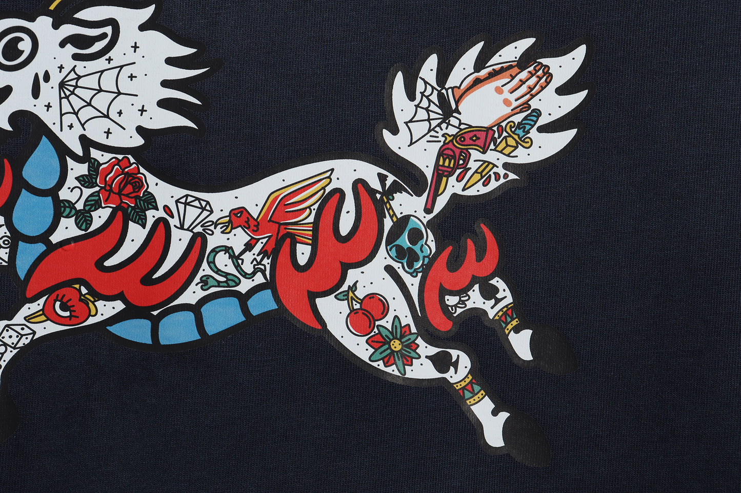 Running Kirin Tee Washed Navy (White Tattoo Version)