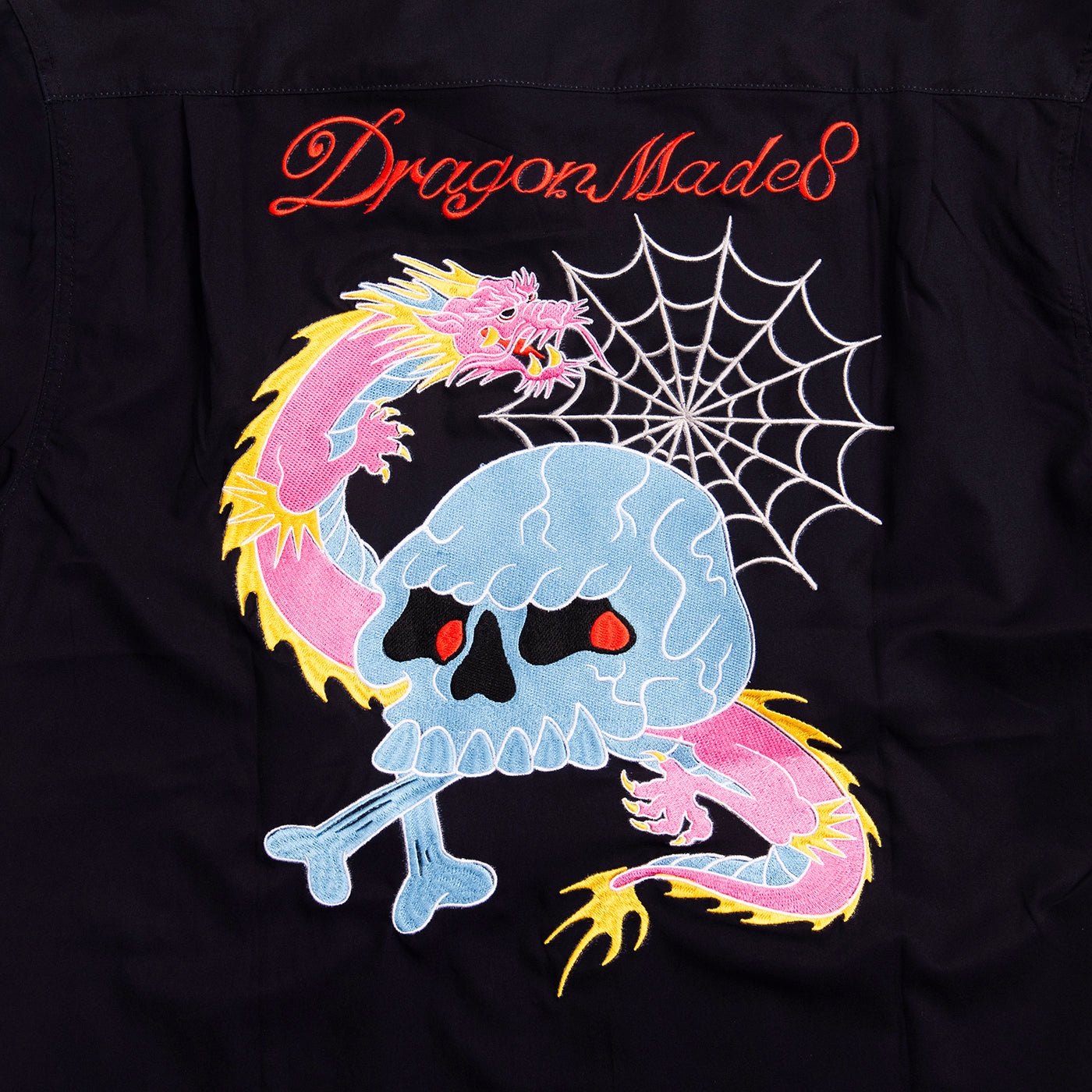 Skull Dragon Embroidery Shirt Black & White Stripe – DRAGON MADE 8