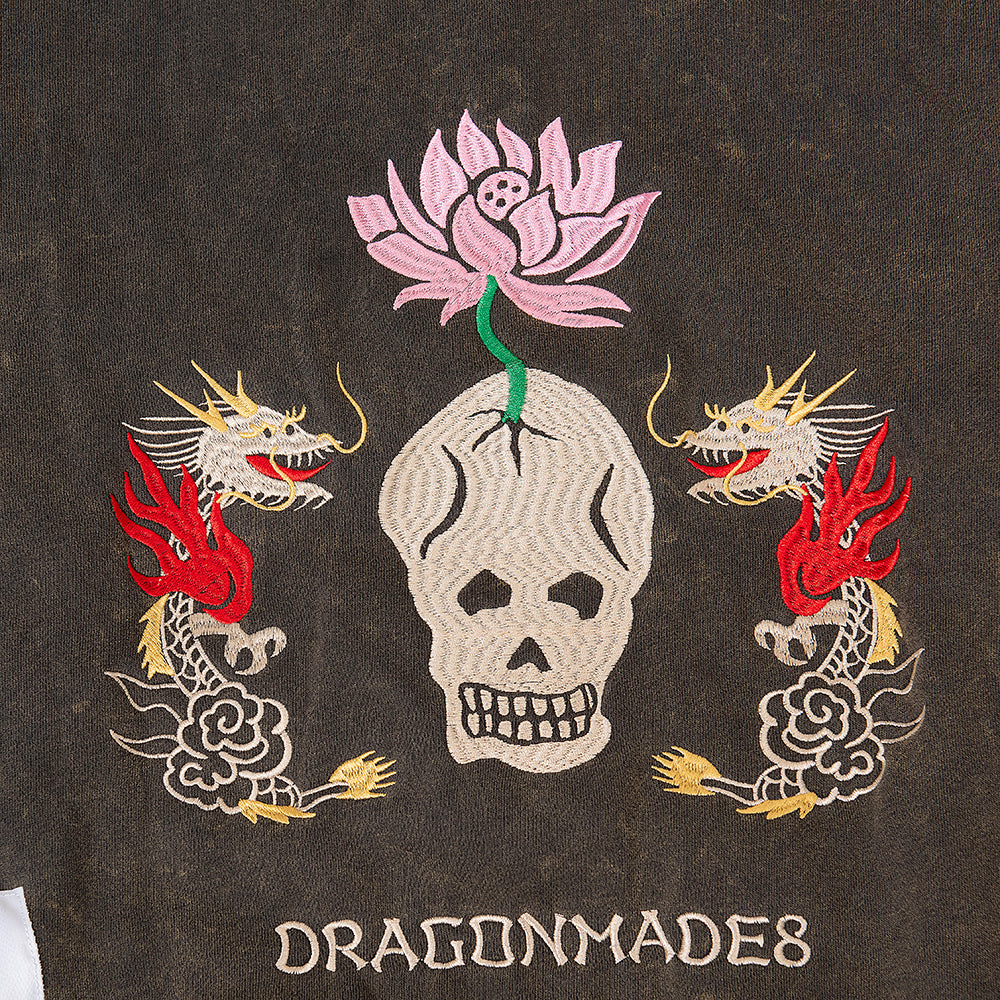 Lotus Zip Up Hoodie Washed Ash