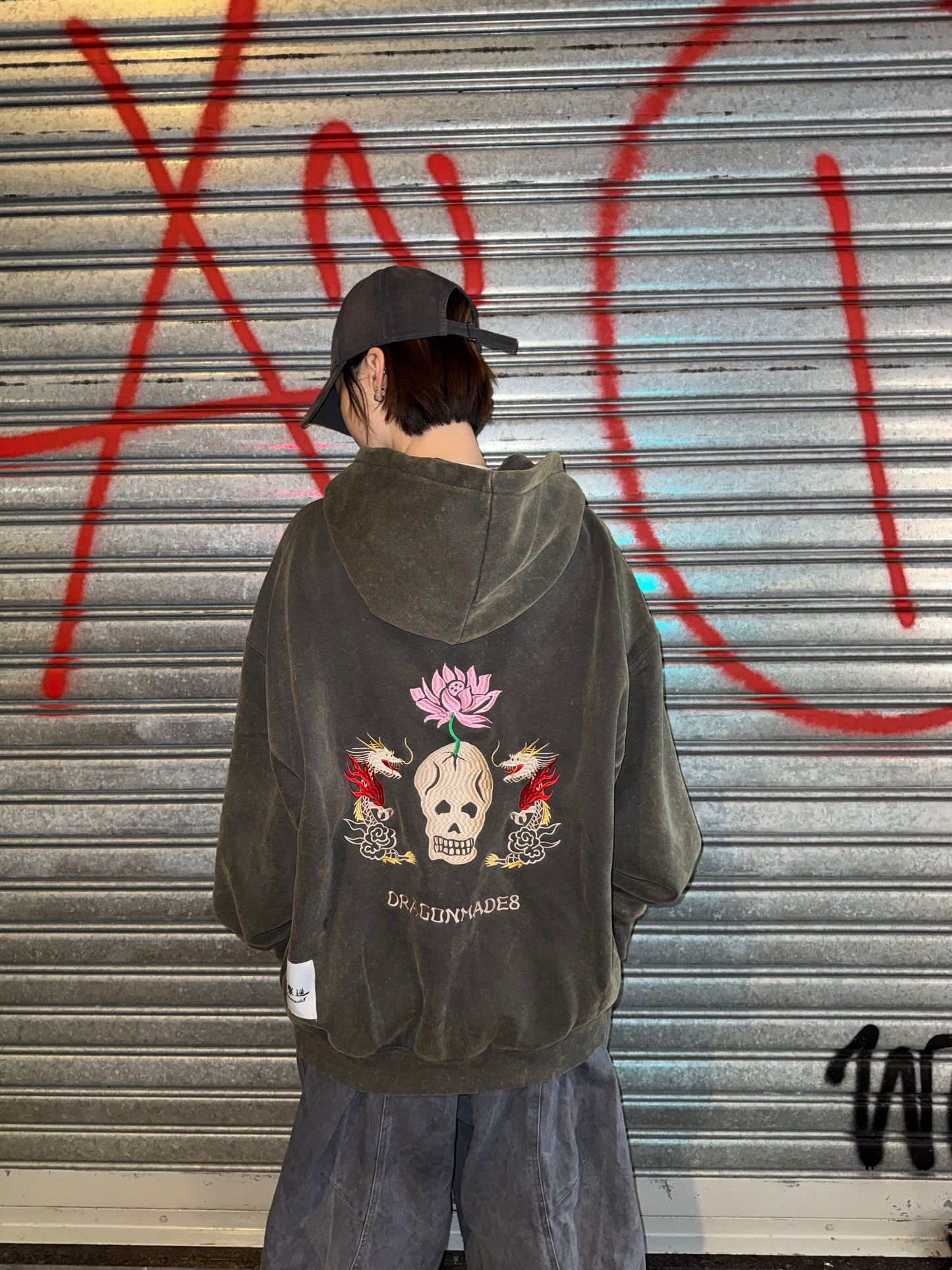 Lotus Zip Up Hoodie Washed Ash