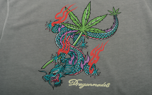 Marijuana Dragon Tee Washed Grey